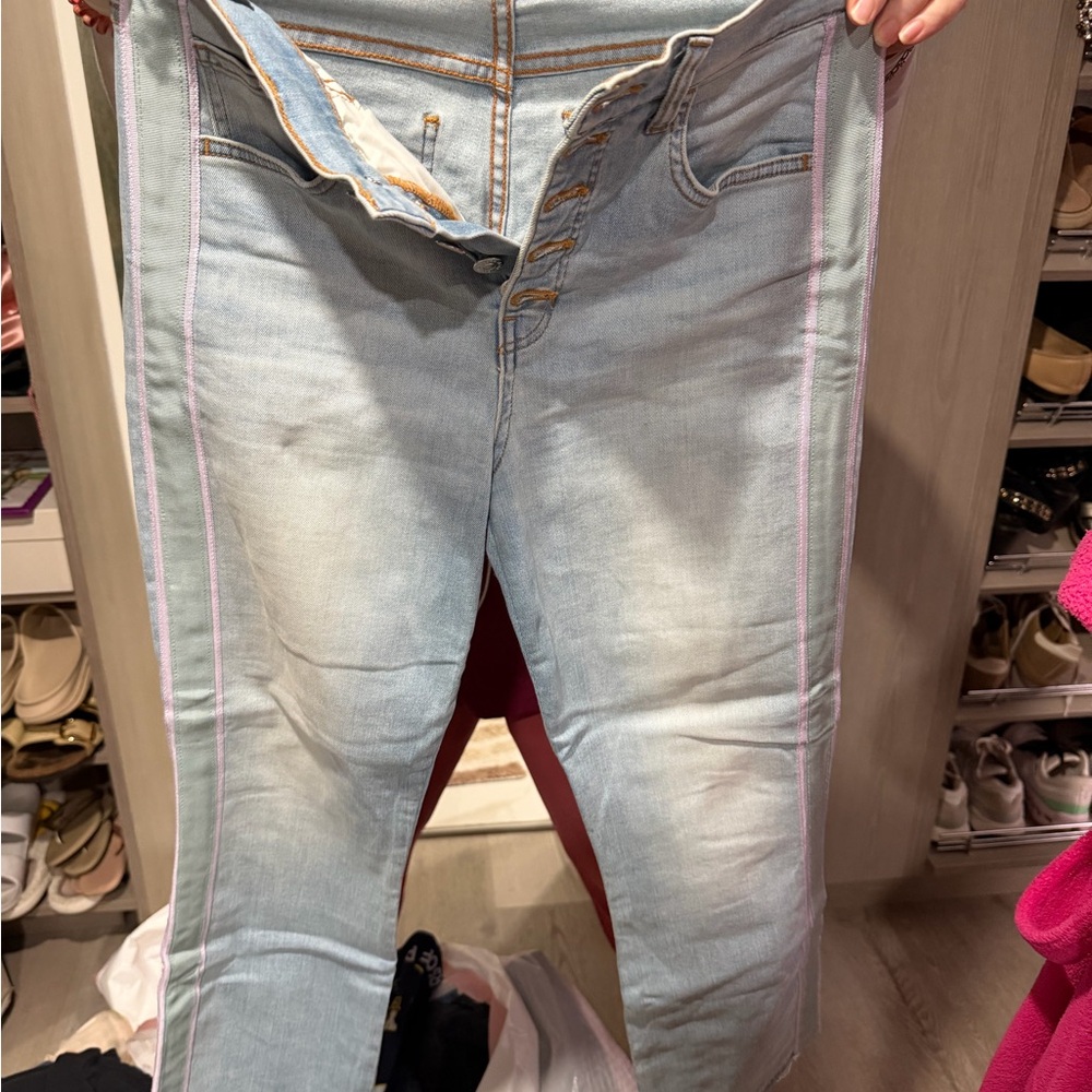 Veronica Beard Light Blue Jeans with Orange Stitching